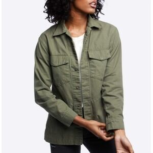 ABLE LUCIA Women SMALL Military Jacket Olive Green Utility Shirt Jacket